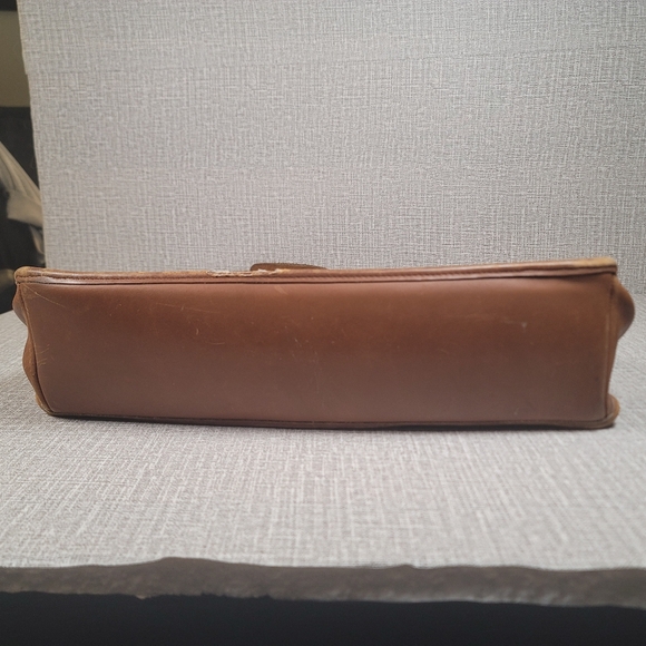 Vintage Coach Tan Leather Briefcase Laptop Messenger Bag Brown Tote - Picture 4 of 12